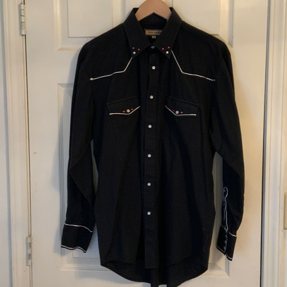 Vintage Trail Legends Black Pink Western Women’s Mother of Pearl Button Shirt